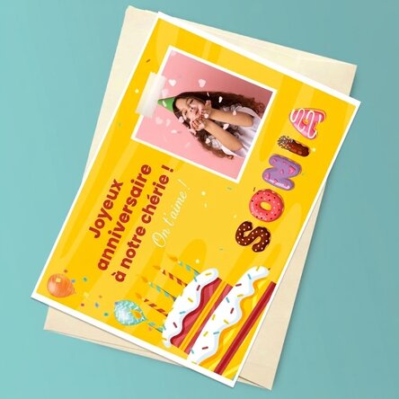 Carte de vœux magnétique personnalisée avec une photo, un texte et un prénom spécial - Anniversaire