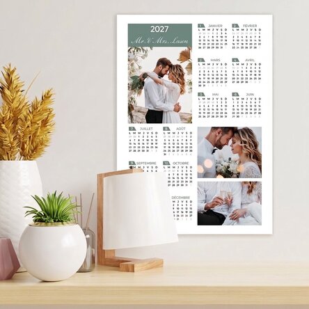 Affiche-calendrier personnalisée avec 3 photos et un texte - format portrait