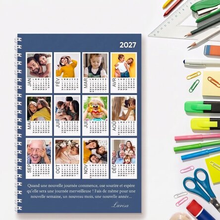 Carnet personnalisé avec 12 photos et du texte - Calendrier