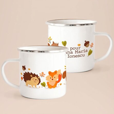 Tasse métallique émaillée pour enfants - Automne