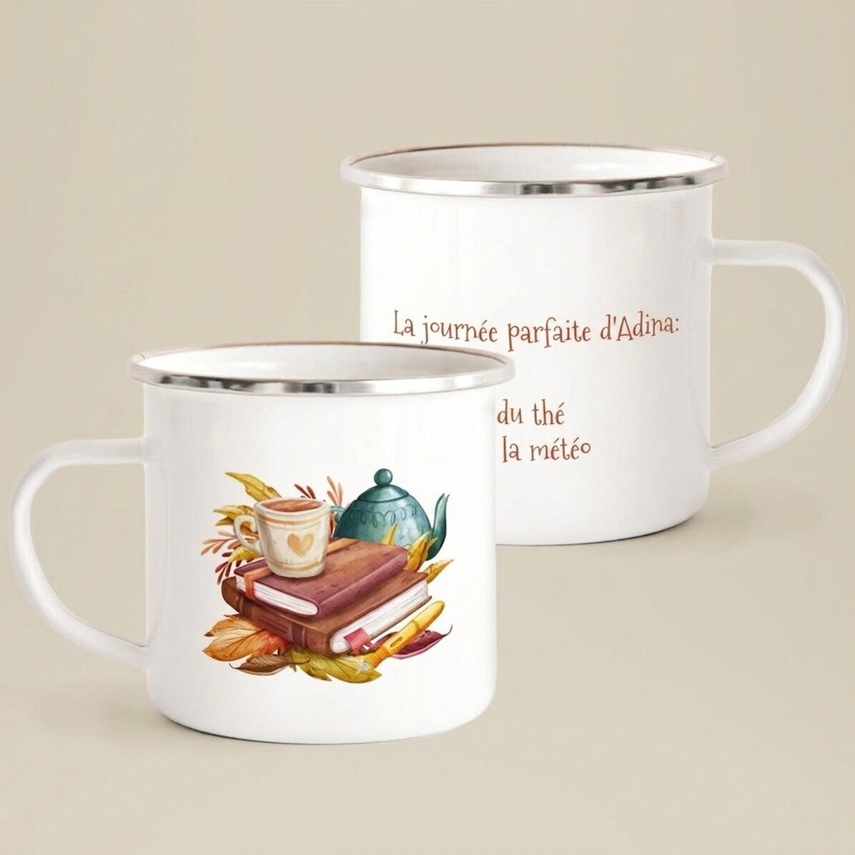 Tasse en métal émaillée avec message - My perfect day