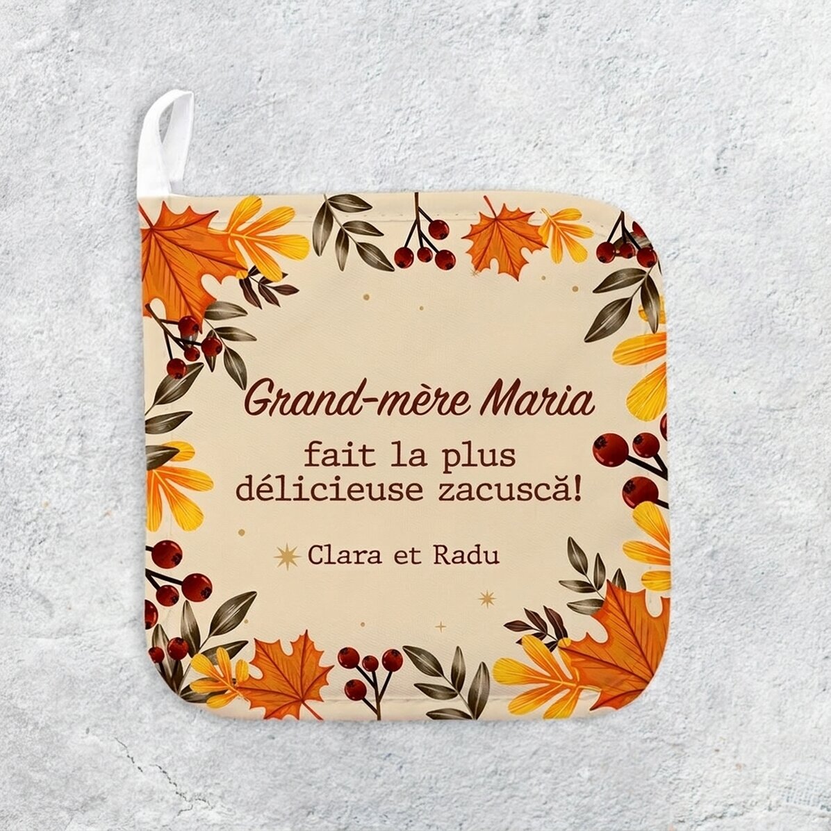 Sous-verre personnalisé avec inscription - Feuilles d