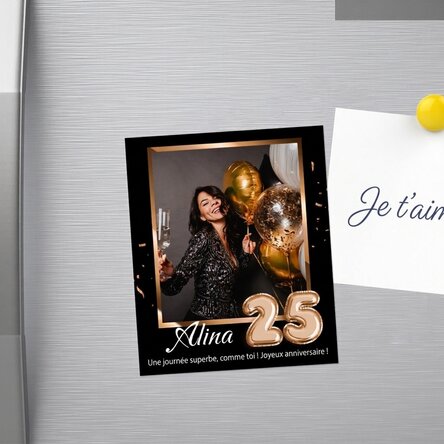 Aimant personnalisé de 10 x 12 cm avec une photo et un chiffre - Joyeux anniversaire !