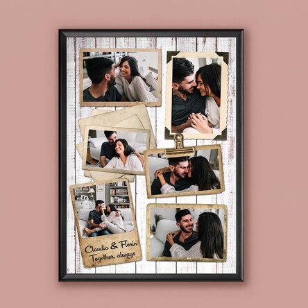 Tableau personnalisé avec 6 photos, style vintage