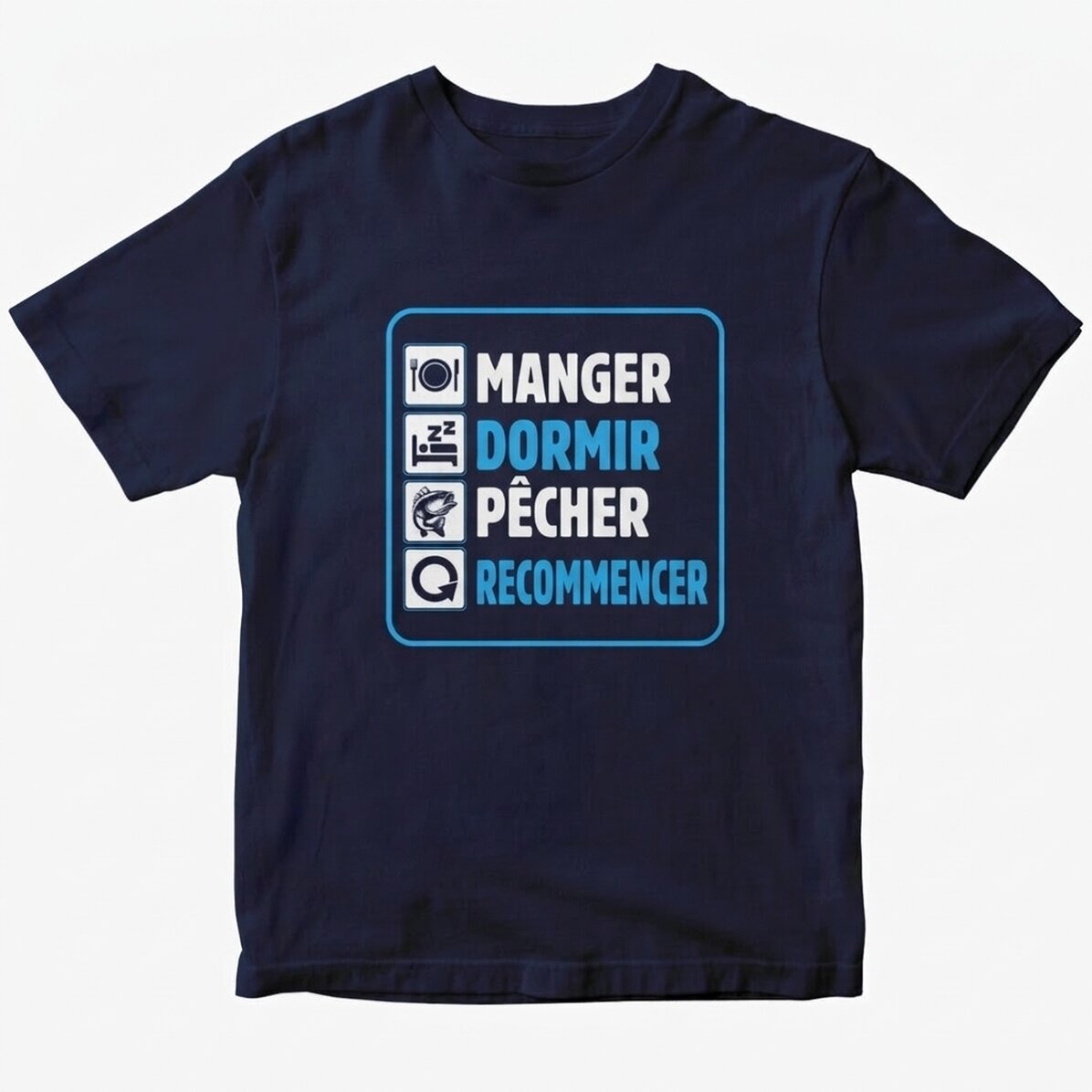T-shirt personnalisé avec inscription - Eat sleep fish repeat