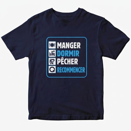 T-shirt personnalisé avec inscription - Eat sleep fish repeat