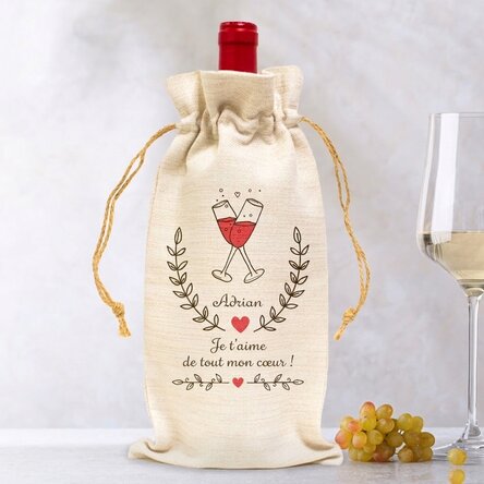 Sachet personnalisé pour bouteille de vin - Je t'aime