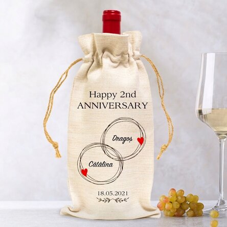 Sac personnalisé pour bouteille de vin - Anniversaire de couple