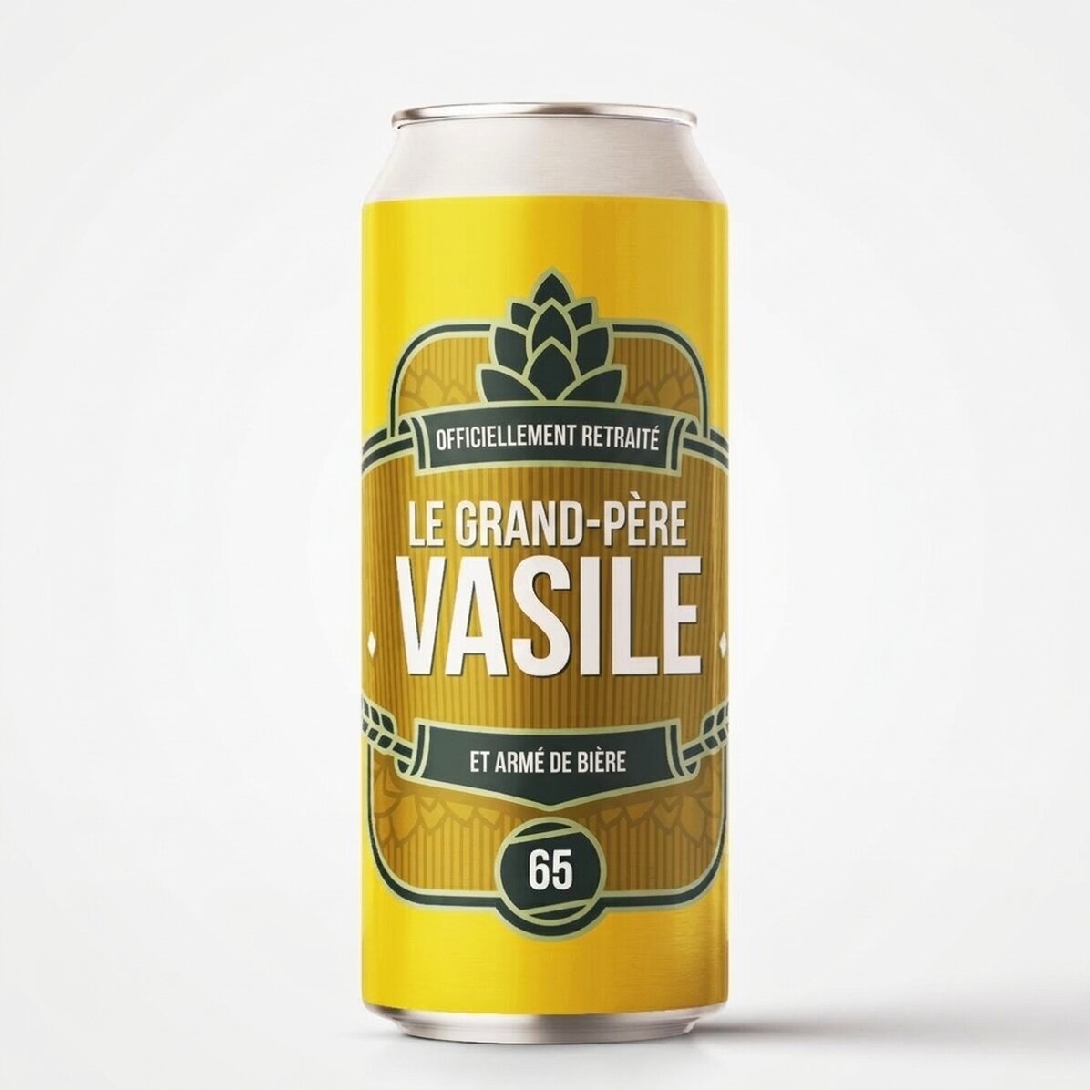 Bière en canette personnalisée avec un texte - Modèle « départ à la retraite »