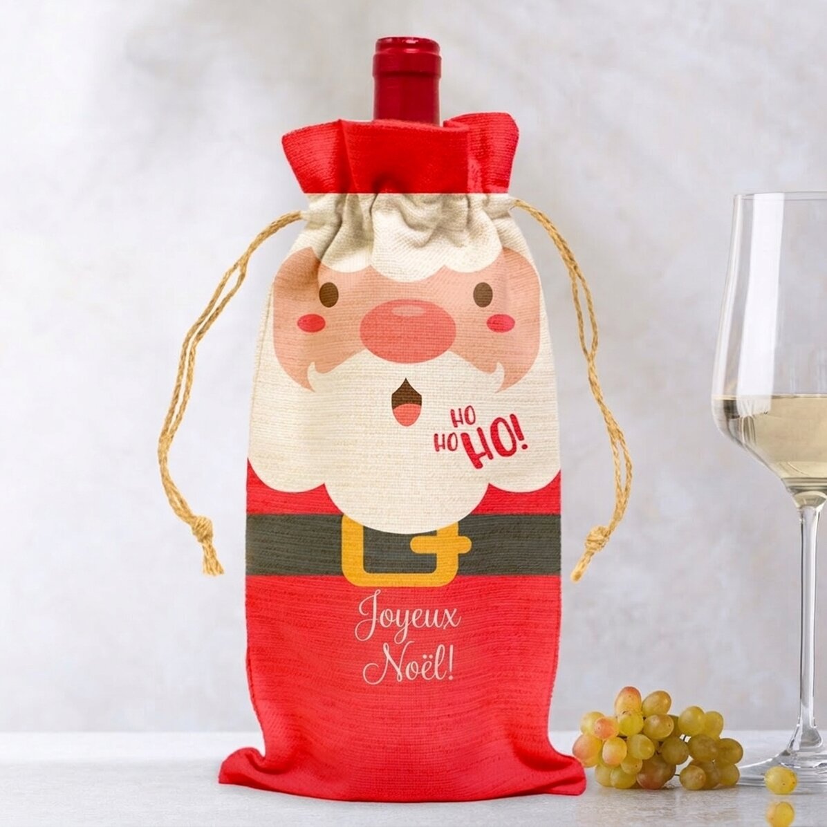 Sac personnalisé pour bouteille de vin - Père Noël