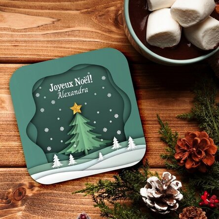 Porte-verre personnalisé avec inscription - Paysage de Noël