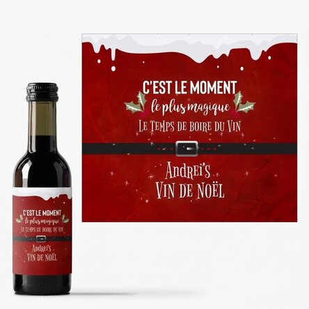 Mini-bouteille de vin personnalisée avec inscription - « Most wonderful time »