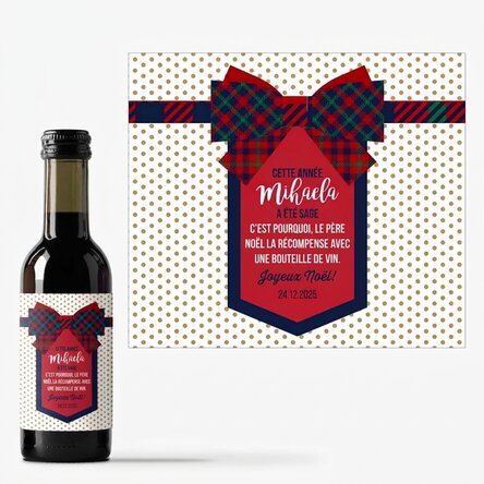 Mini-bouteille de vin personnalisée avec un message - Nœud