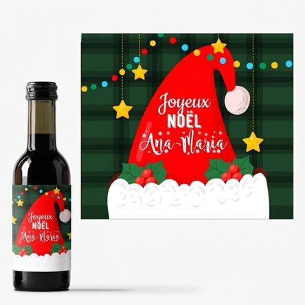Mini-bouteille de vin personnalisée avec un message - Père Noël