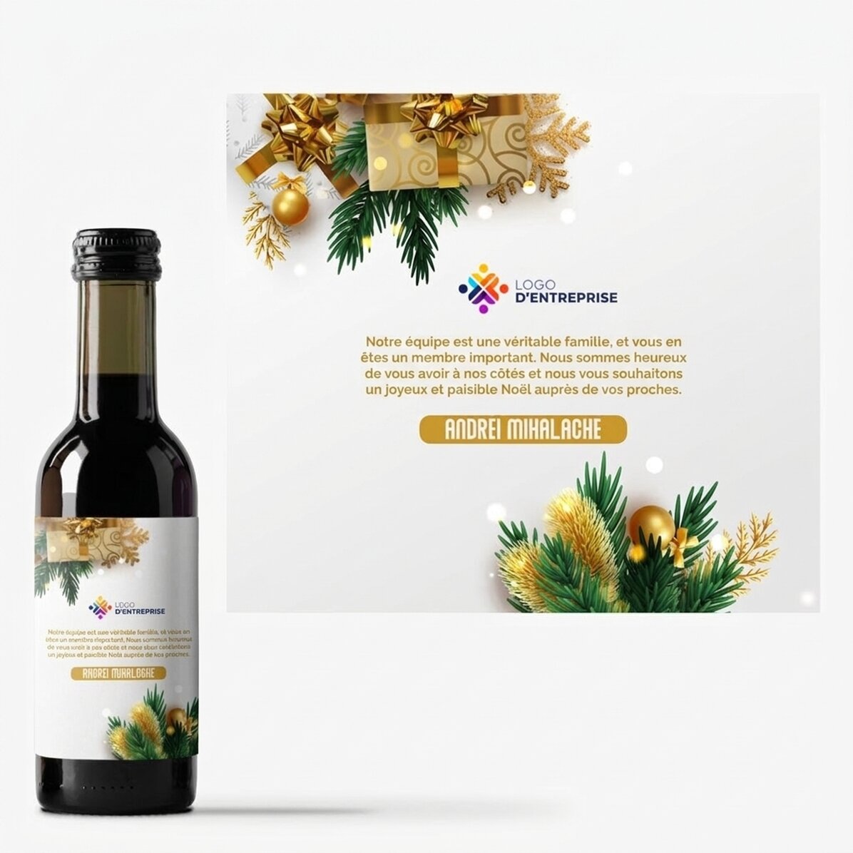 Mini-bouteille de vin personnalisée avec message et logo - Une histoire de fête