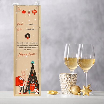 Coffret de vin personnalisé avec un message de Noël - Un message pour vos proches