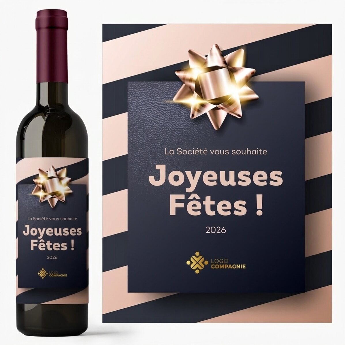 Vin personnalisé avec logo et texte - Cadeau de fin d