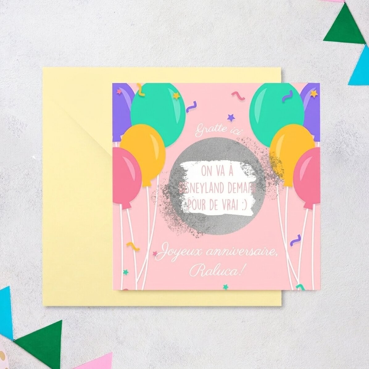 Carte à gratter personnalisée avec message - Anniversaire