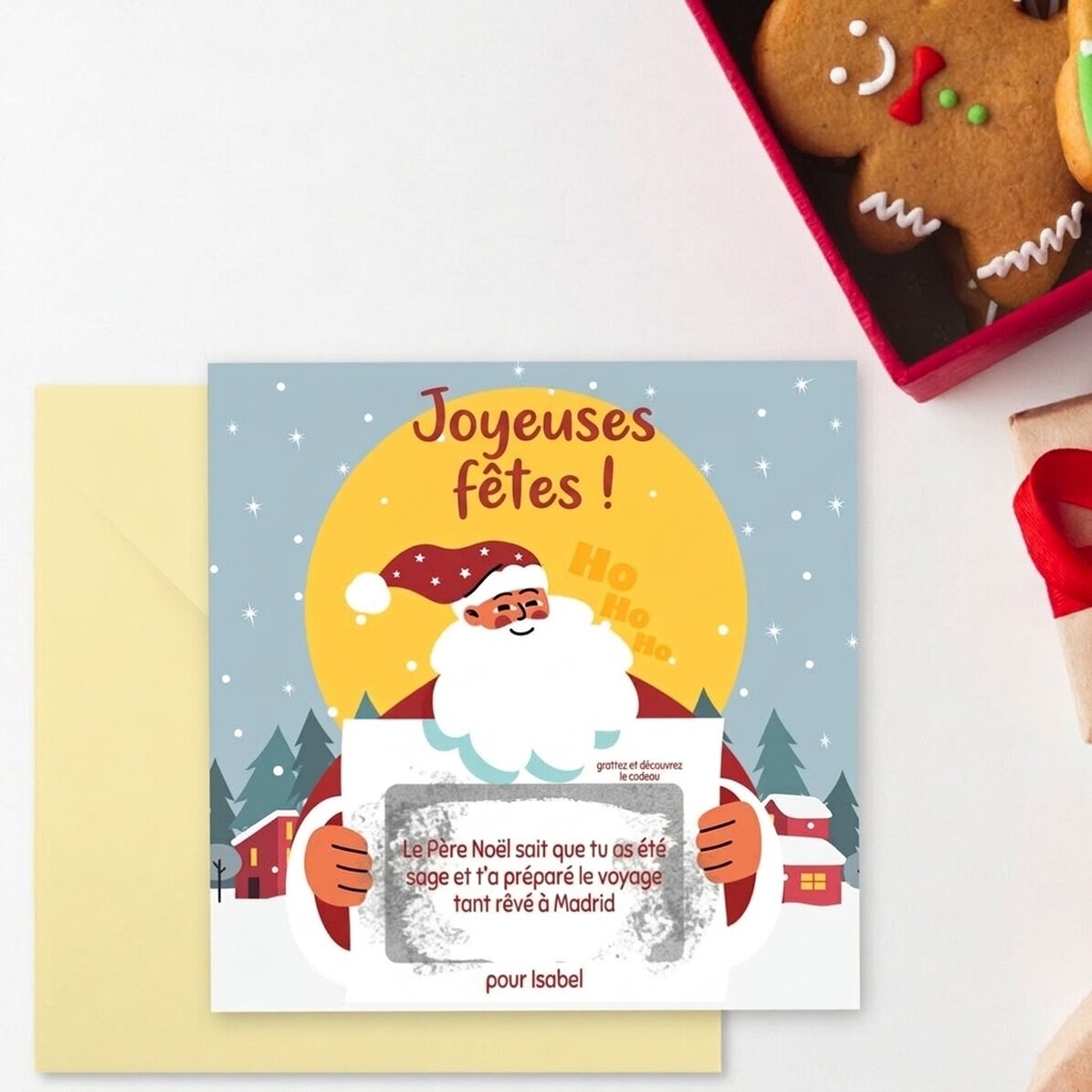 Carte à gratter personnalisée avec un message - Une nouvelle du Père Noël