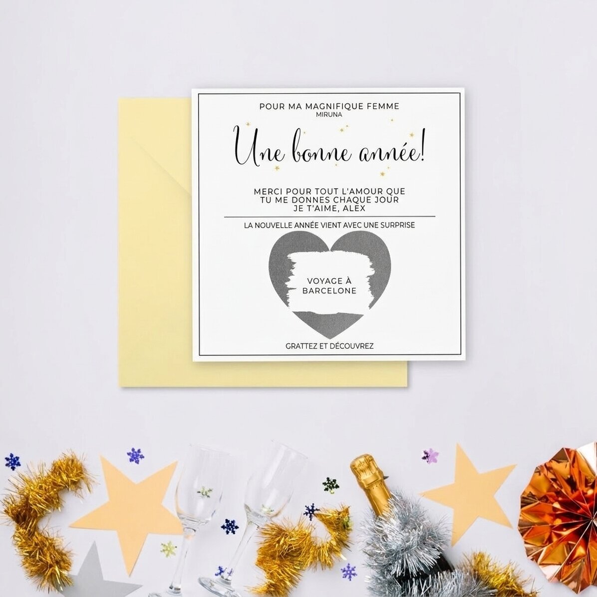 Carte à gratter personnalisée avec message - Élégant modèle de Noël