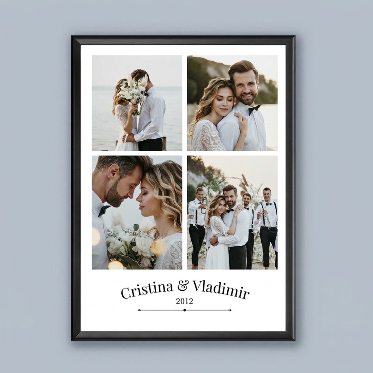 Tableau personnalisé avec 4 photos de couple