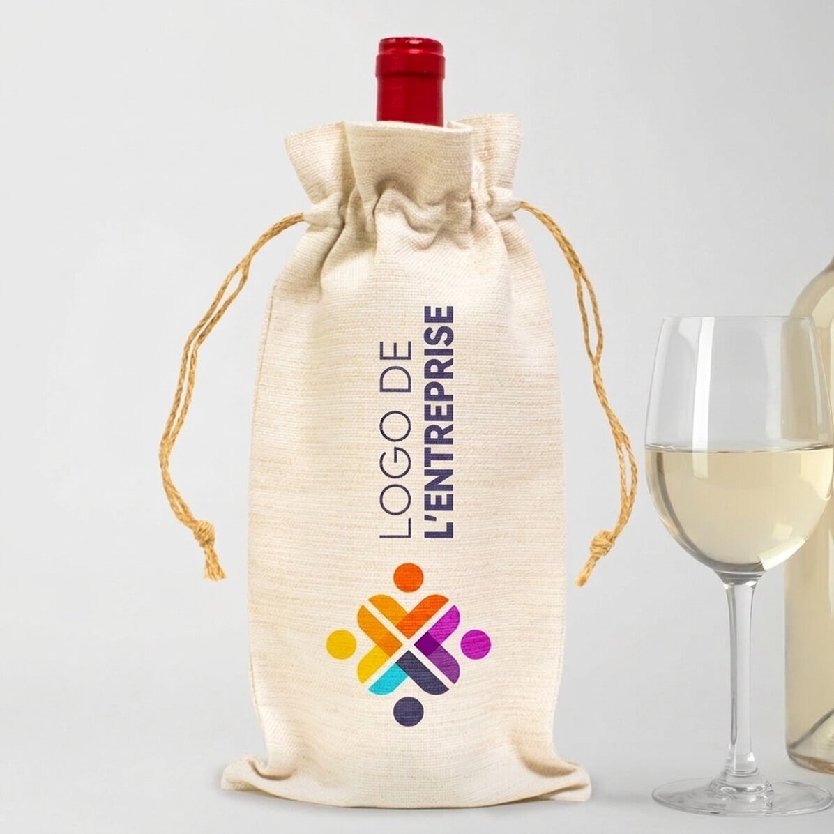 Sac personnalisé pour bouteille de vin avec logo à l