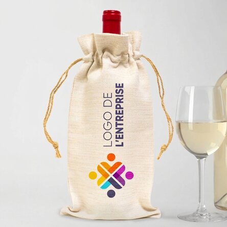 Sac personnalisé pour bouteille de vin avec logo à l'horizontale