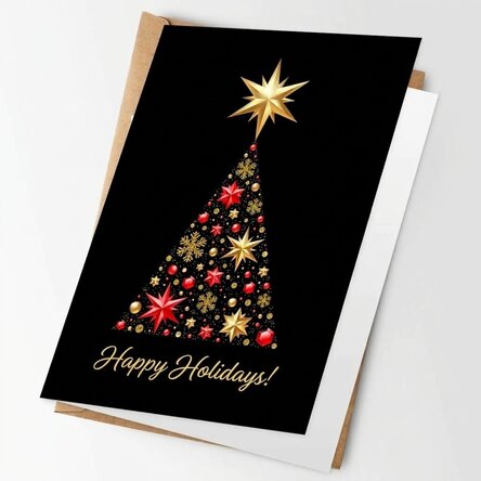 Carte de vœux personnalisée avec logo et message - Sapin de Noël doré
