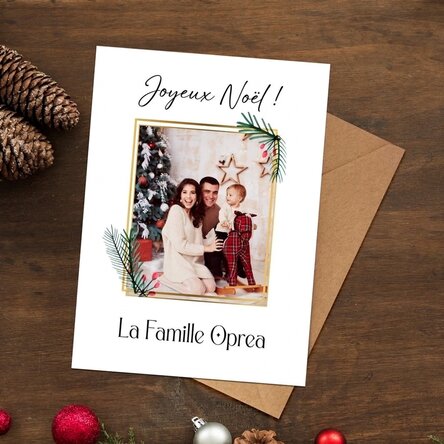 Carte de vœux magnétique personnalisée avec photo et texte - Joyeux Noël