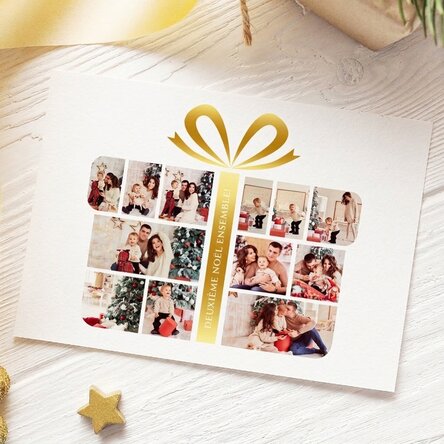 Carte de vœux magnétique personnalisée avec 12 photos et un texte - Gift Box