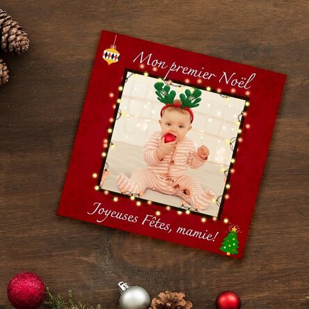 Aimant 10 x 10 personnalisé avec photo et texte - Mon premier Noël