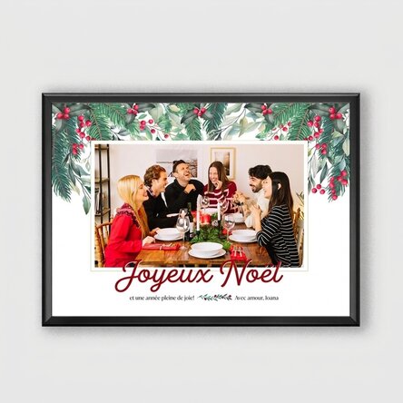 Tableau de Noël personnalisé avec un texte et une photo de famille