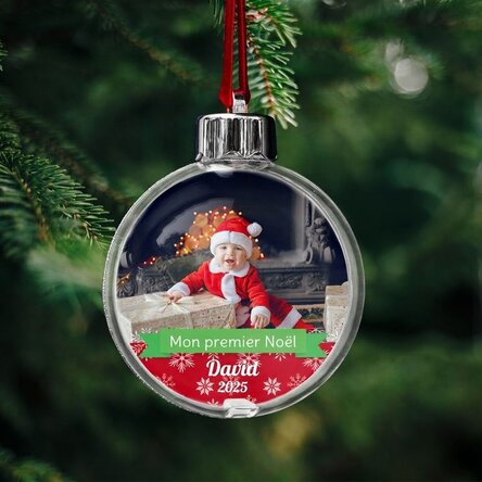 Boule de Noël personnalisée avec photo et texte - Mon premier Noël