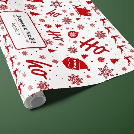 Papier d'emballage cadeau personnalisé avec un texte encadré - Esprit de Noël