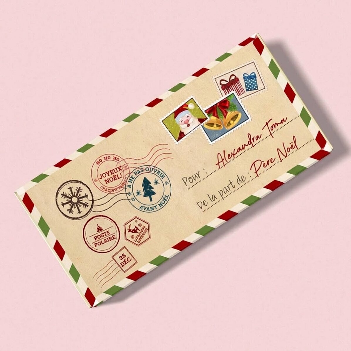 Chocolat personnalisé avec un message - De la part du Père Noël