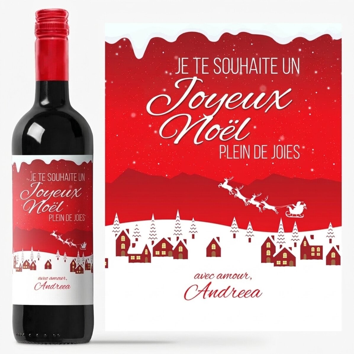 Vin personnalisé avec un message - La magie des fêtes