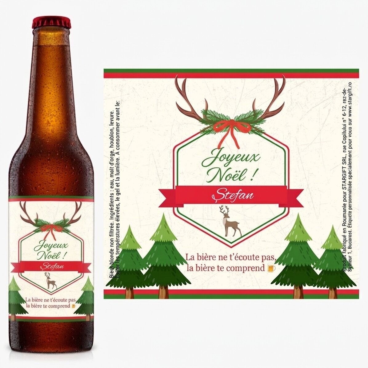 Bière personnalisée avec un texte au style rétro - La bière te comprend