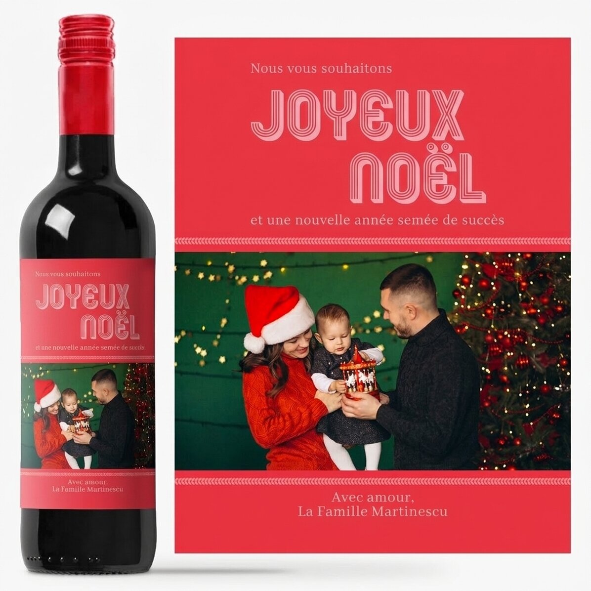 Vin personnalisé avec photo et message - Moments en famille