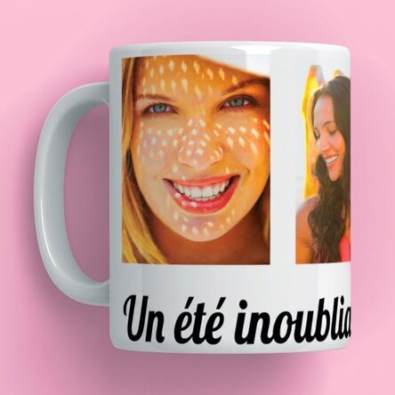 Tasse personnalisée avec 4 photos et un message