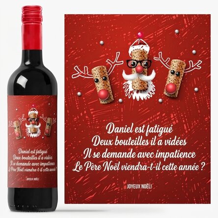 Vin personnalisé avec un message de Noël amusant