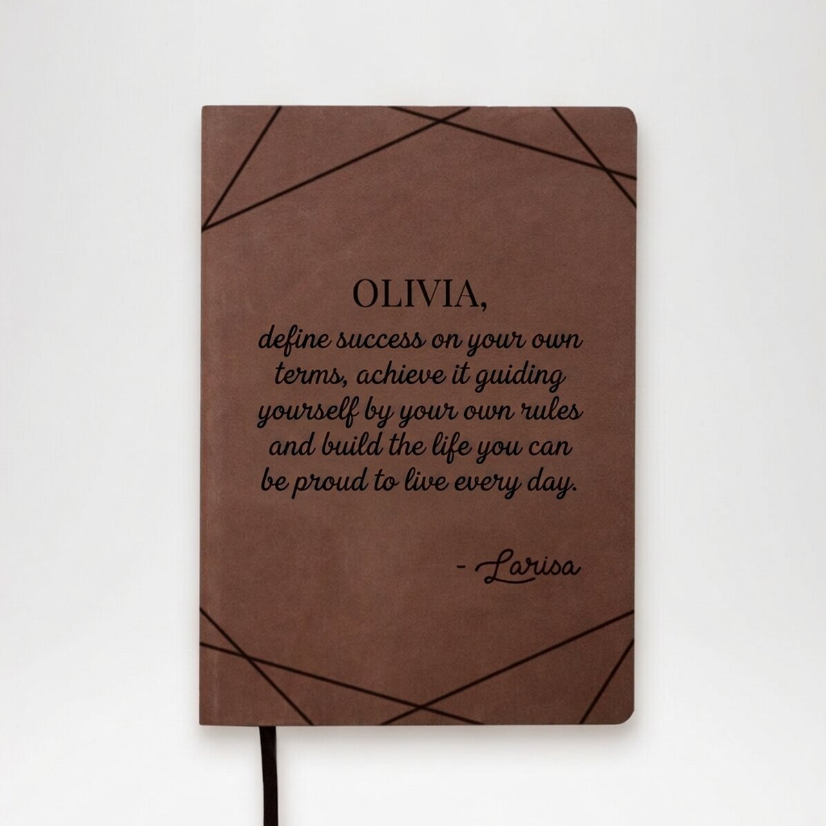 Agenda en cuir personnalisé avec un message