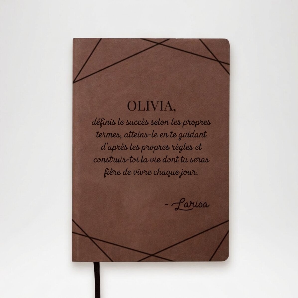 Agenda en cuir personnalisé avec un message