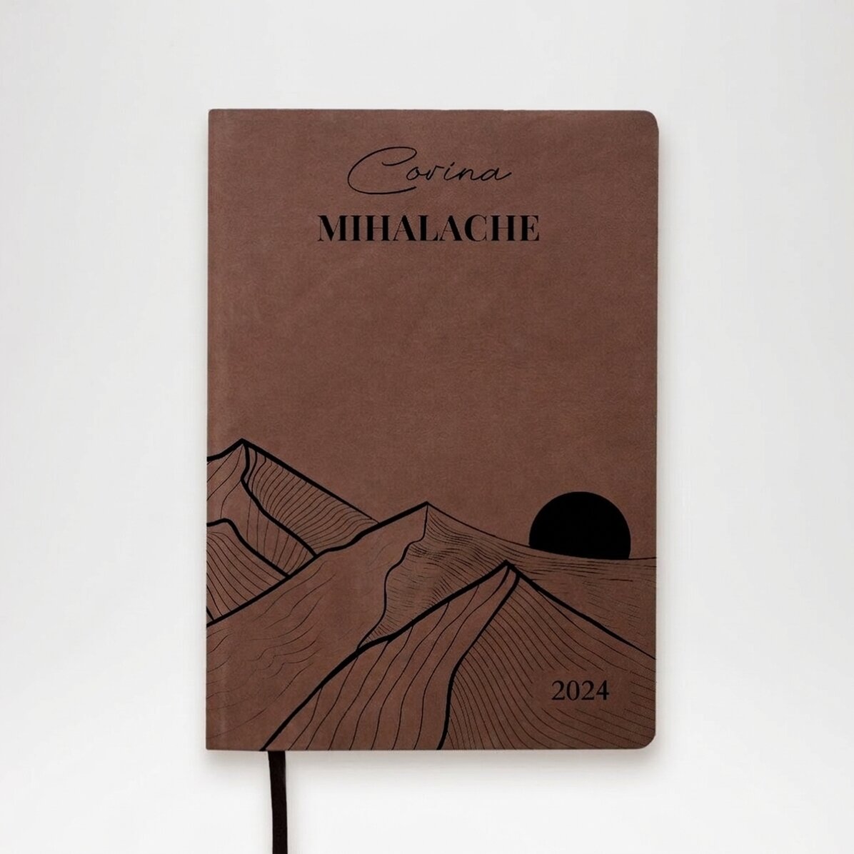Agenda en cuir personnalisé avec inscription - Paysage abstrait