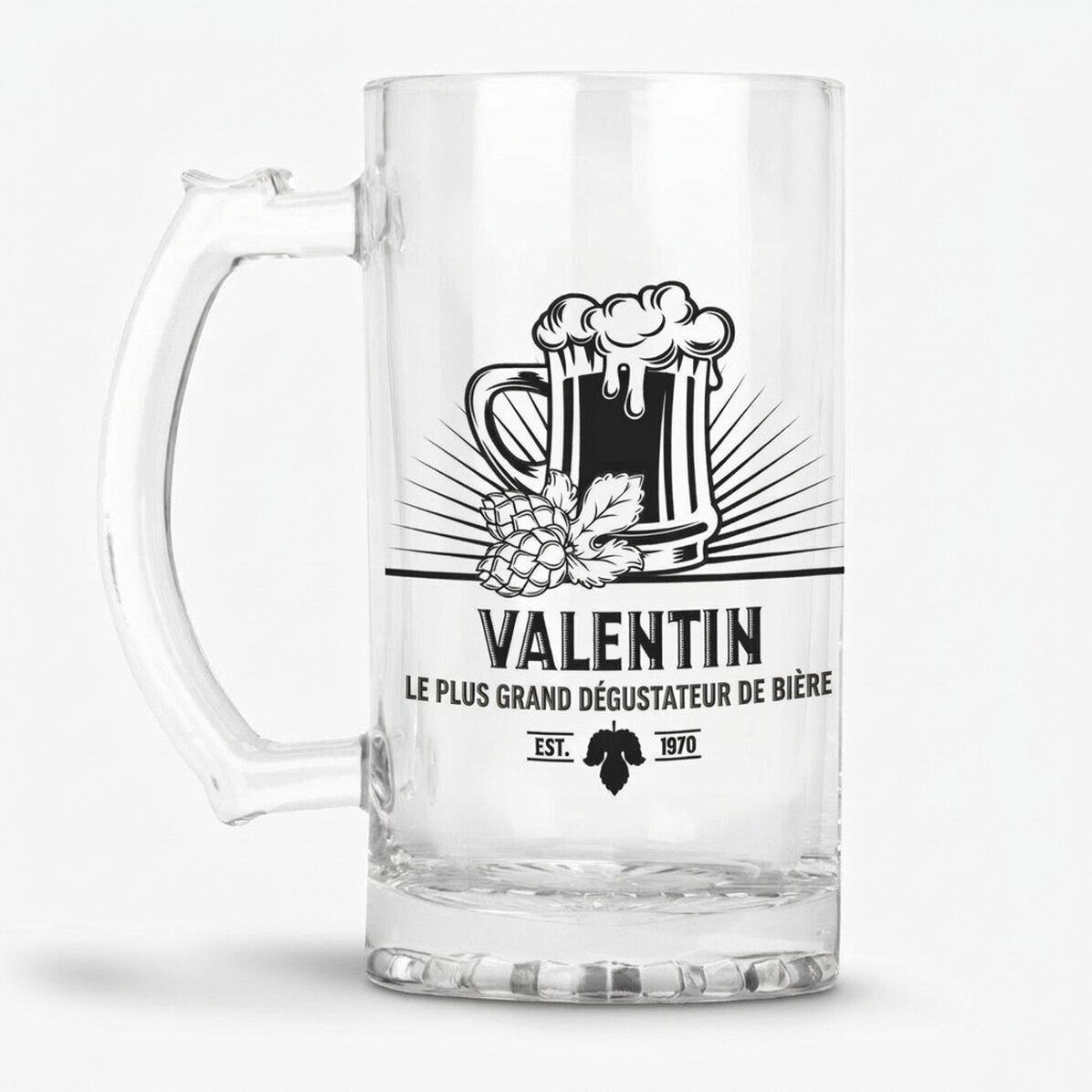 Chope à bière personnalisée avec inscription - Dégustateur de bière