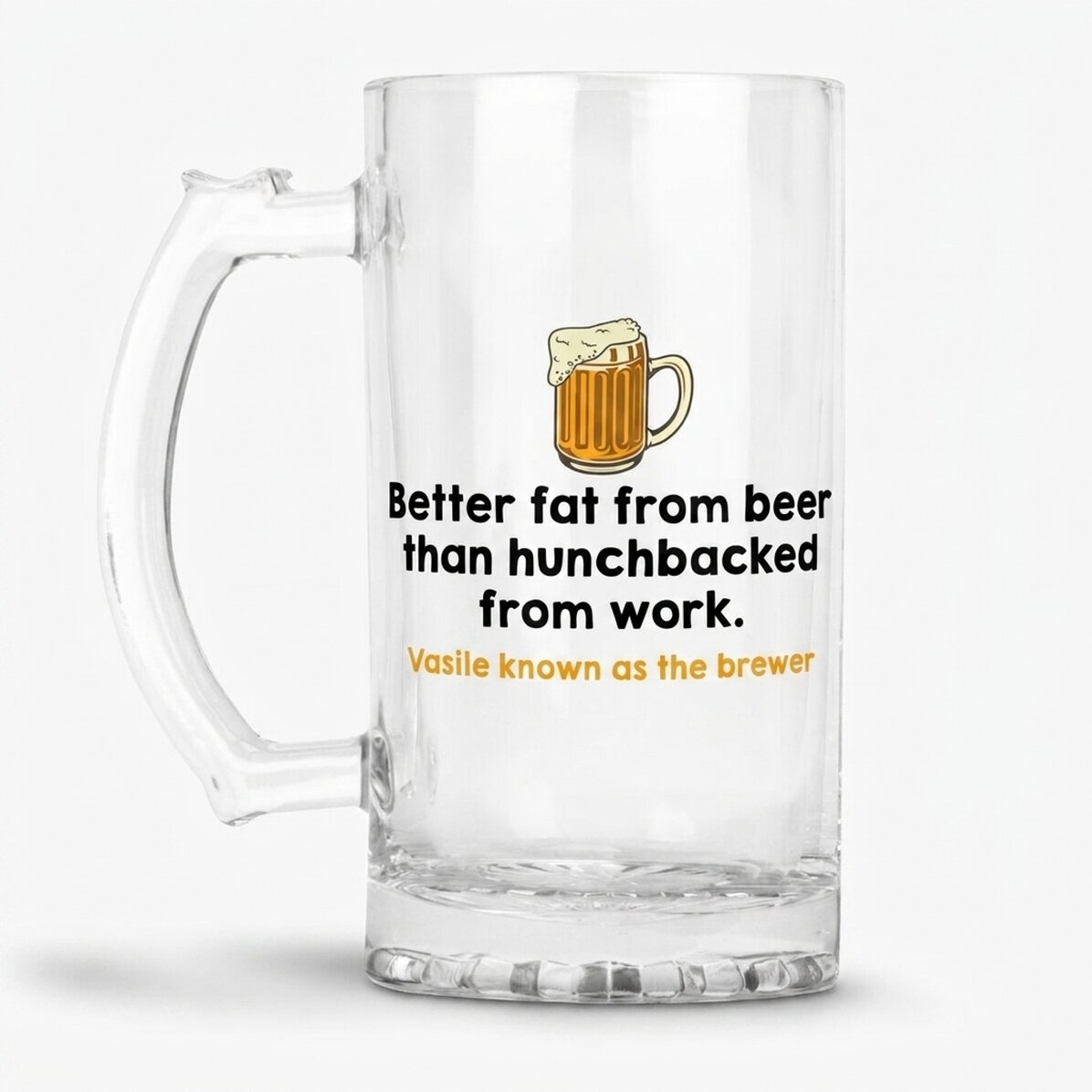 Chope à bière personnalisée avec un texte