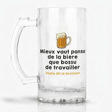 Chope à bière personnalisée avec un texte