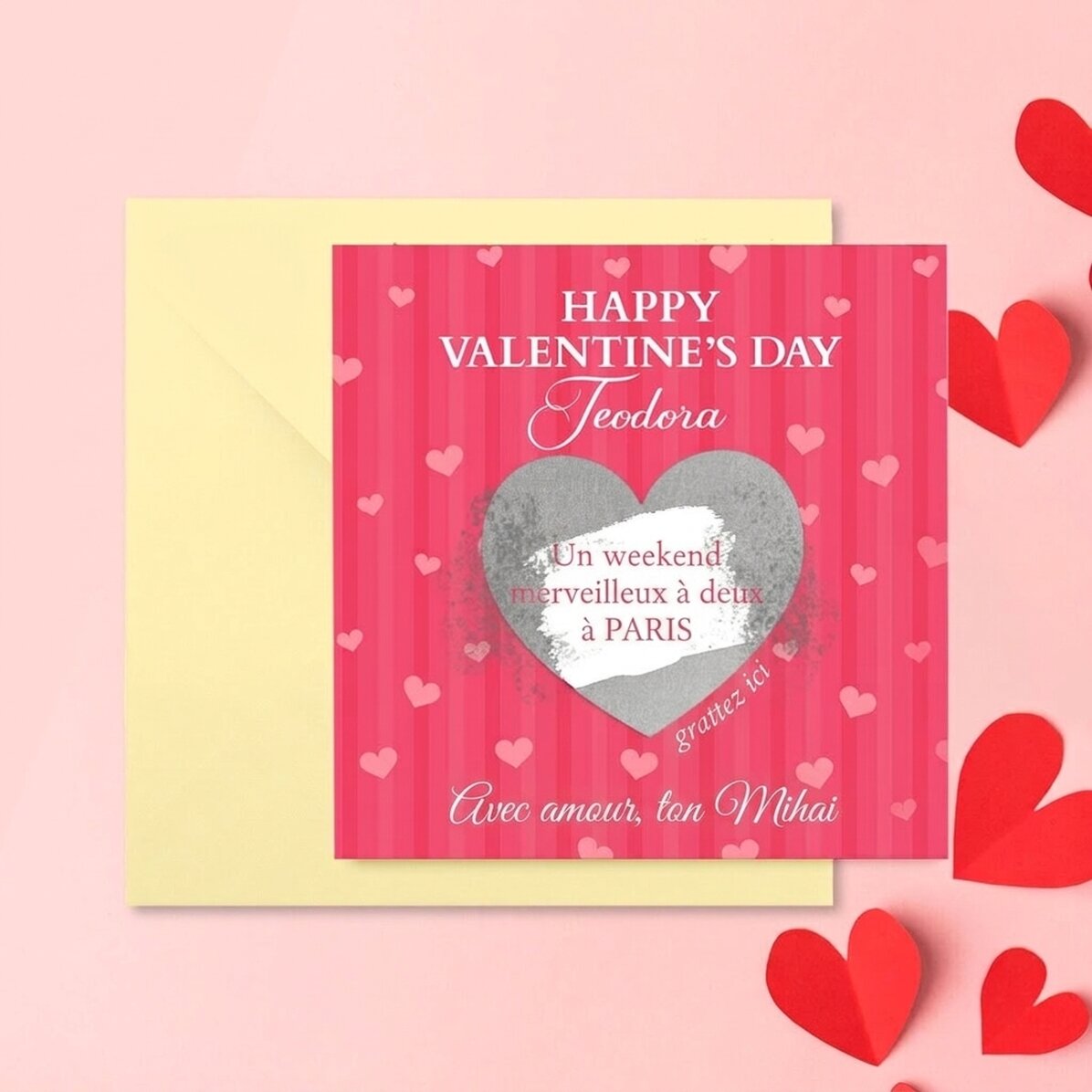Carte à gratter personnalisée avec message - Love