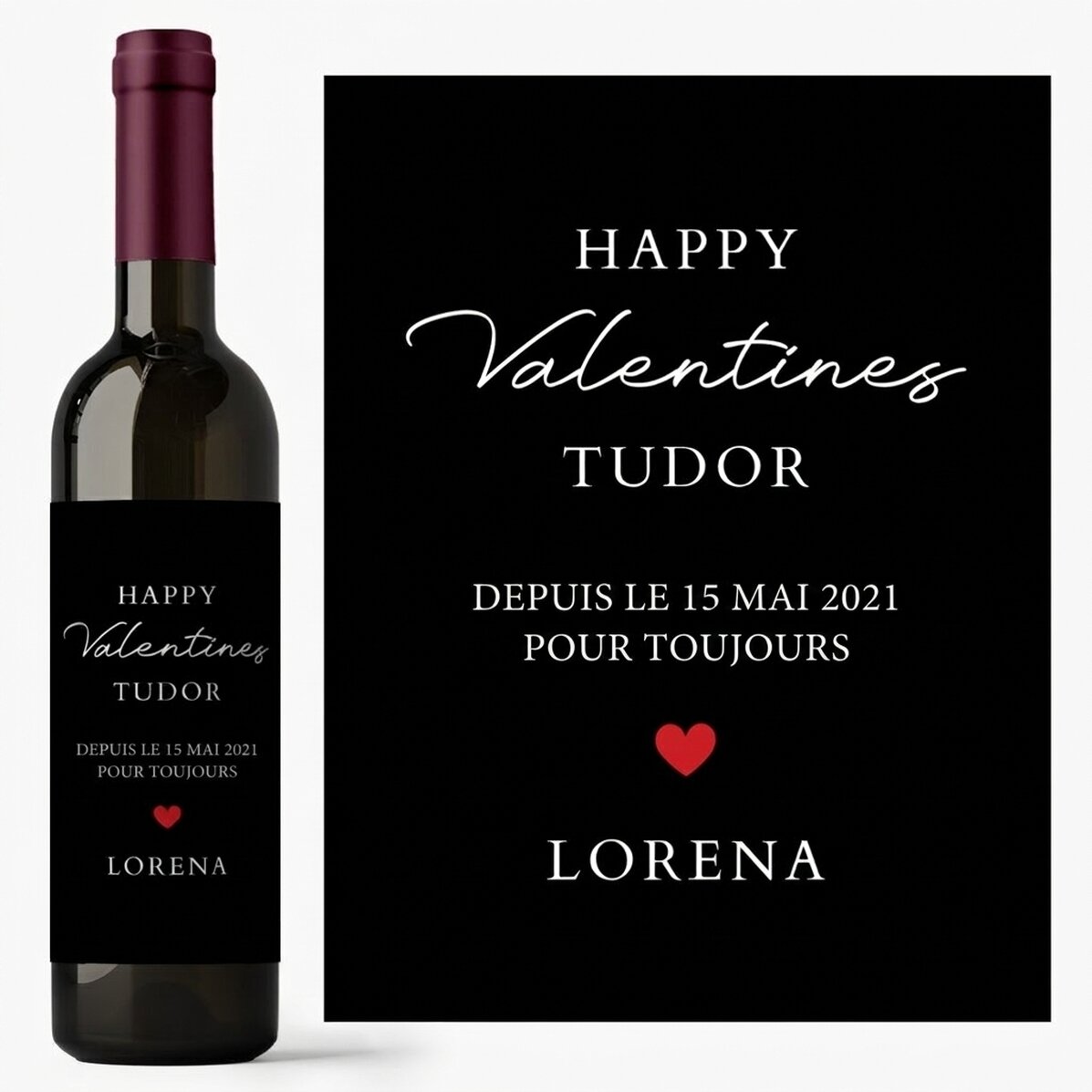 Vin personnalisé avec un texte