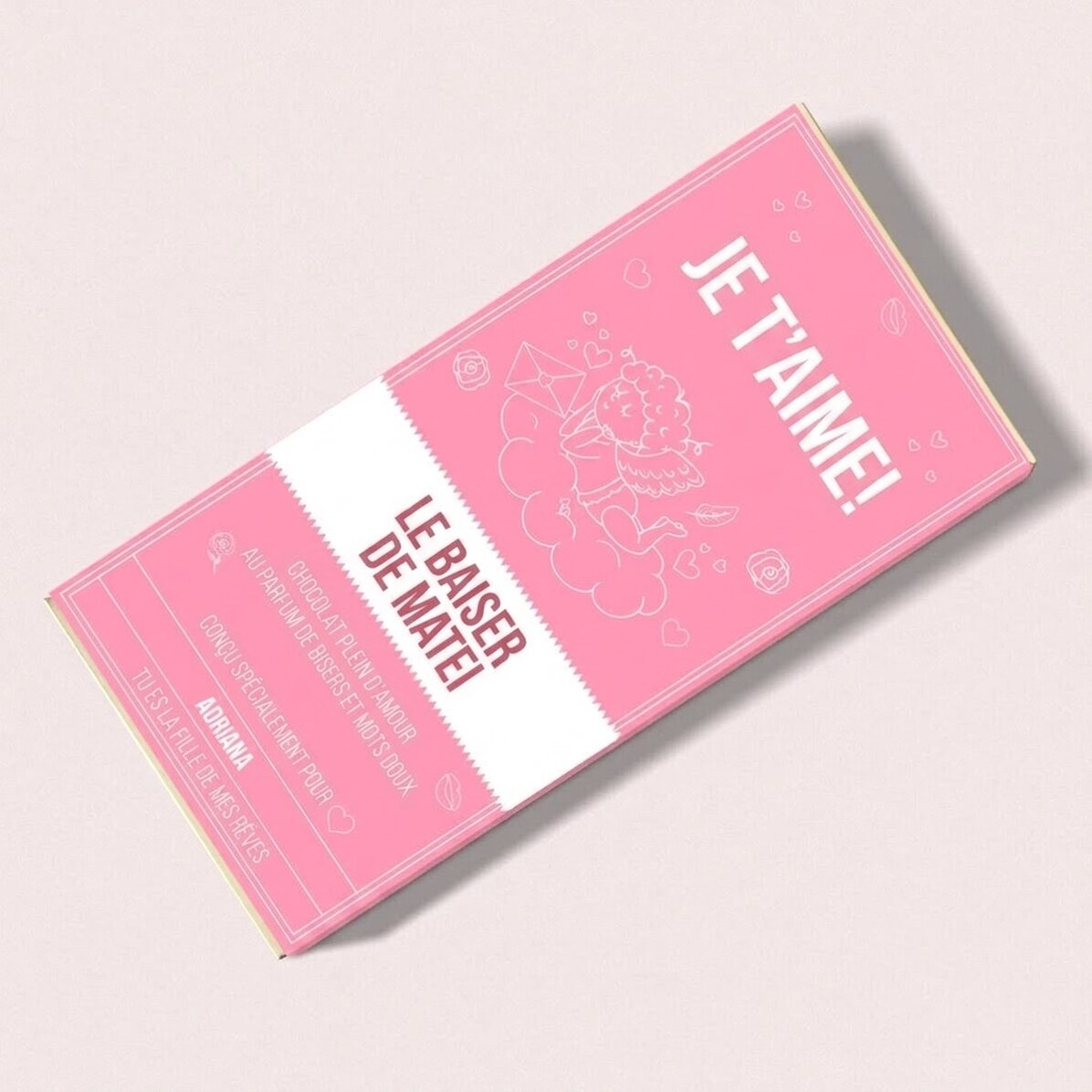 Chocolat personnalisé avec un message - Le baiser de Cupidon