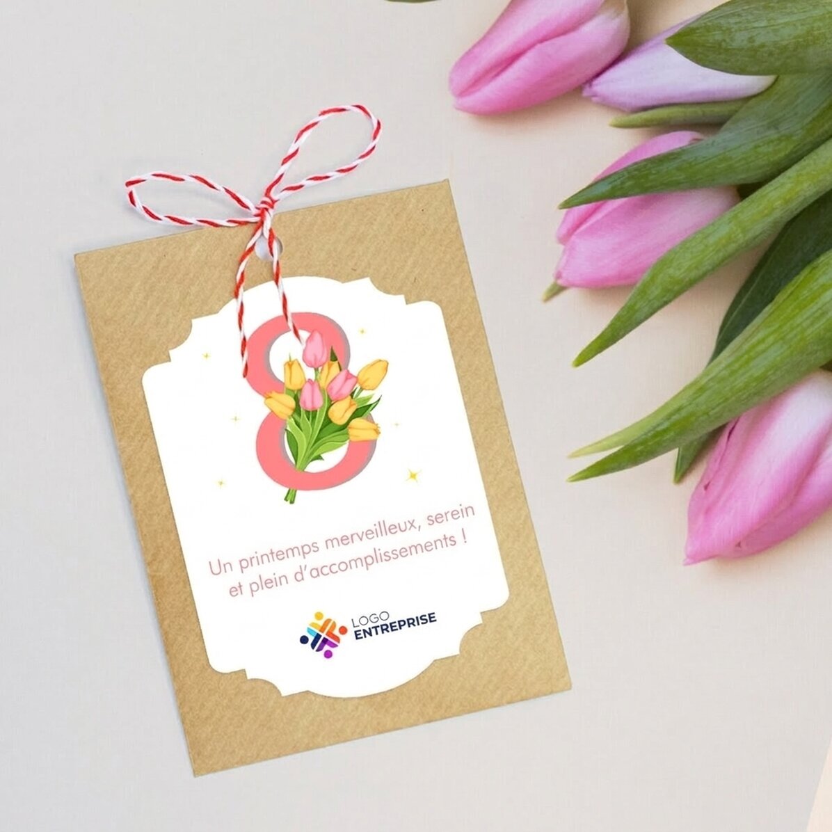 Petit sachet de graines de fleurs personnalisé avec un logo et un message - 8 mars